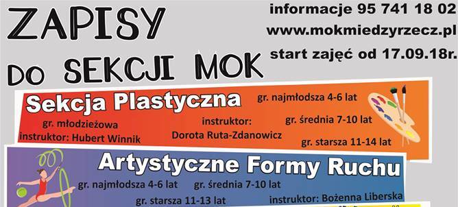 Ilustracja do informacji: Zapisy do sekcji Międzyrzeckiego Ośrodka Kultury