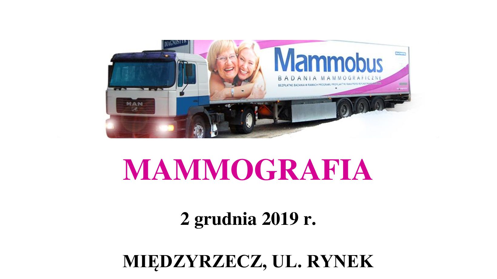 Ilustracja do informacji: Badania mammograficzne w Międzyrzeczu 
