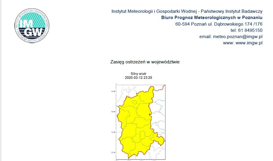 Ilustracja do informacji: Ostrzeżenie meteorologiczne