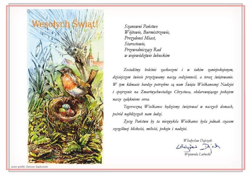 Ilustracja do informacji: Życzenia świąteczne od wojewody lubuskiego 