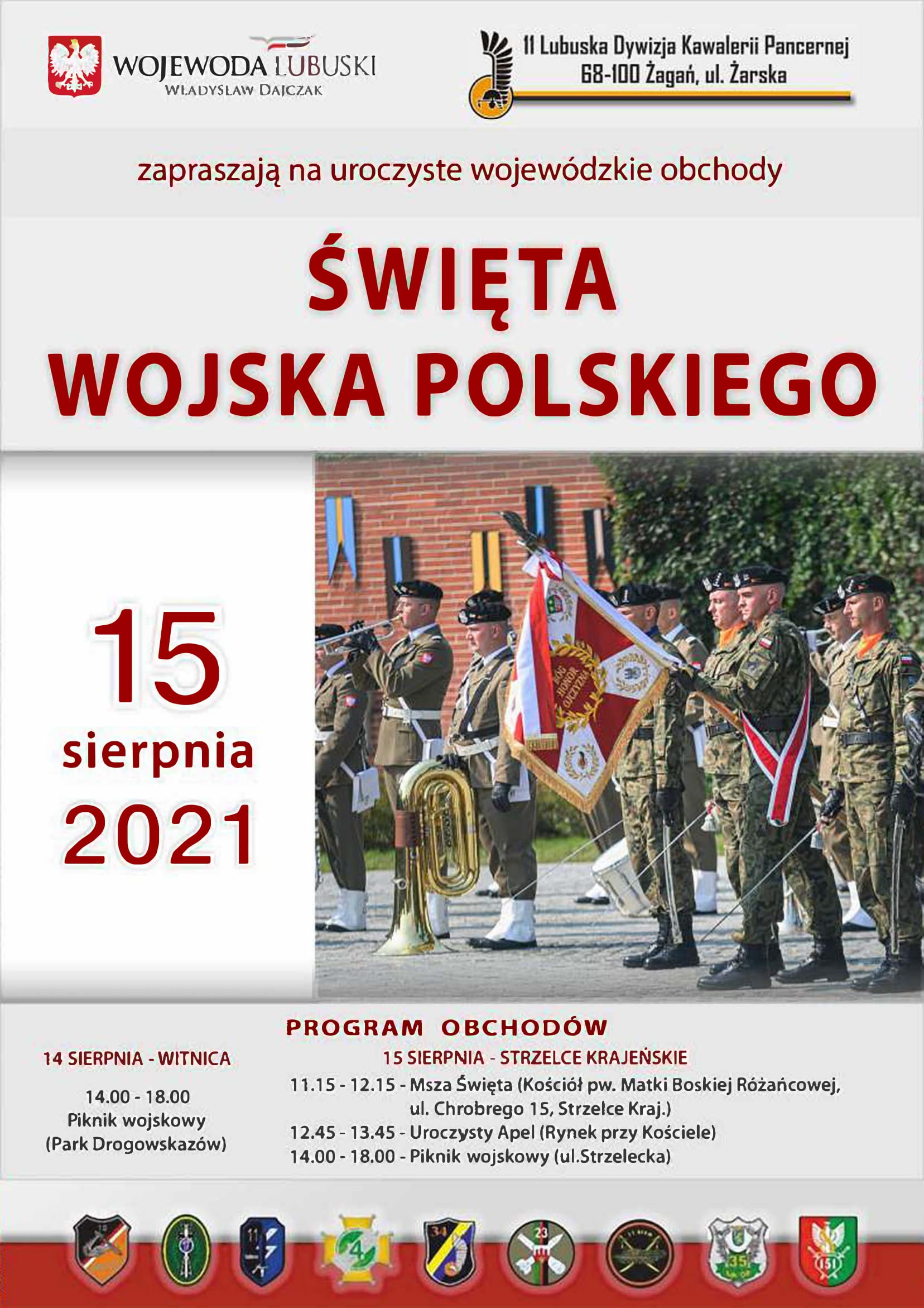 Ilustracja do informacji:  Uroczyste Wojewódzkie Obchody Święta Wojska Polskiego