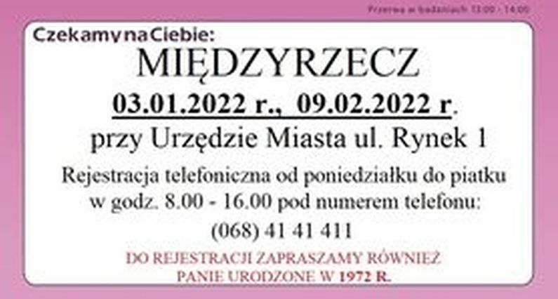 Ilustracja do informacji: Zapraszamy Panie na badania mammograficzne 