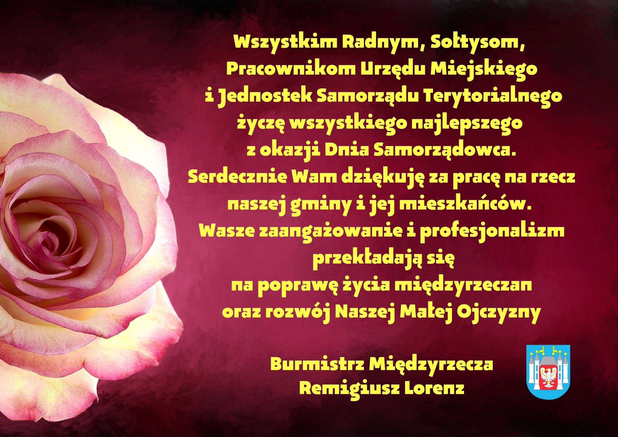 Ilustracja do informacji: Życzenia od burmistrza Remigiusza Lorenza z okazji Dnia Samorządowca 
