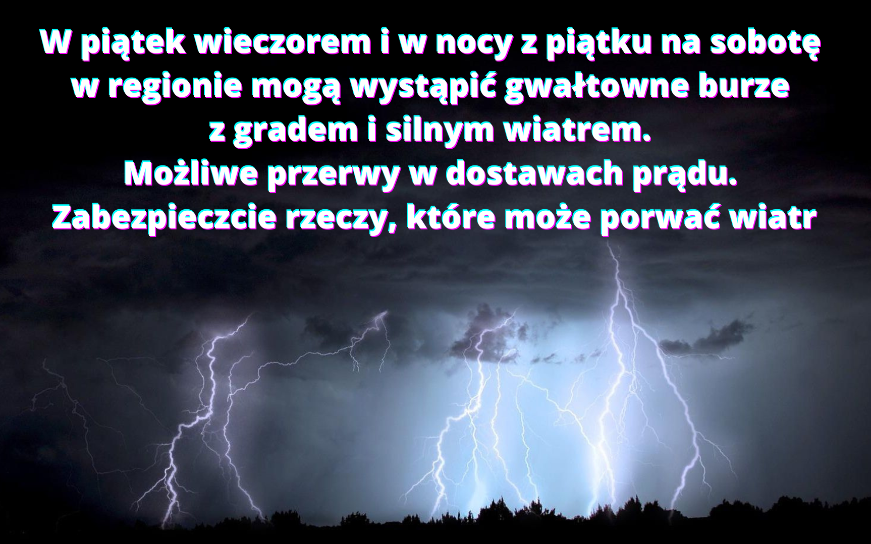 Ilustracja do informacji: Ostrzeżenie przed burzami z gradem i silnym wiatrem! 