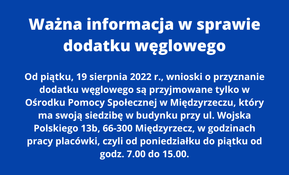 Ilustracja do informacji: Informacja w sprawie dodatku węglowego!