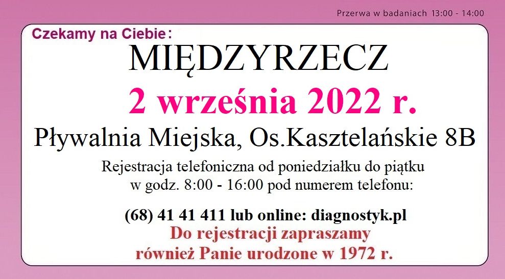 Ilustracja do informacji:  Zapraszamy Panie na badania mammograficzne 