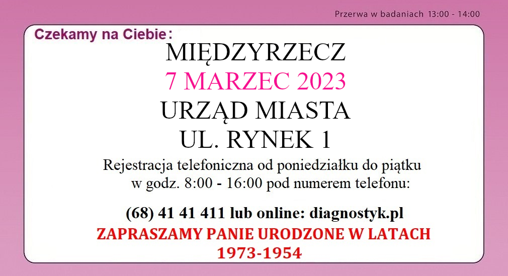 Ilustracja do informacji: Badania mammograficzne w Międzyrzeczu 