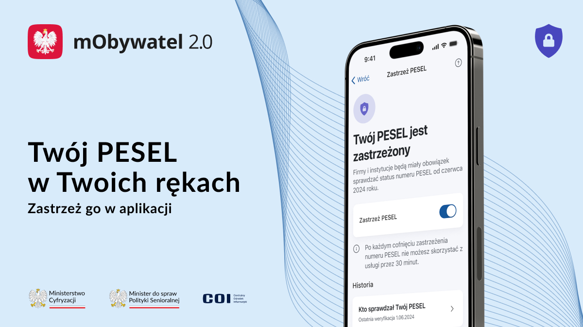 Ilustracja do informacji: Zastrzeż PESEL i chroń swoje dane w mObywatelu 2.0