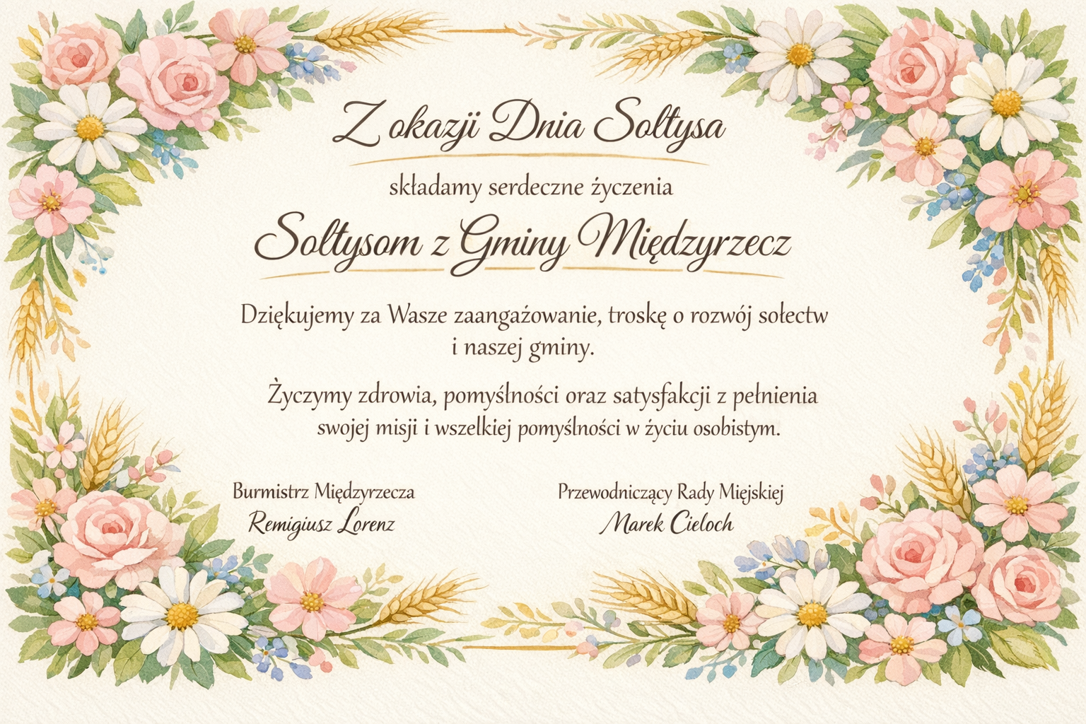 Ilustracja do informacji: Życzenia dla Sołtysów