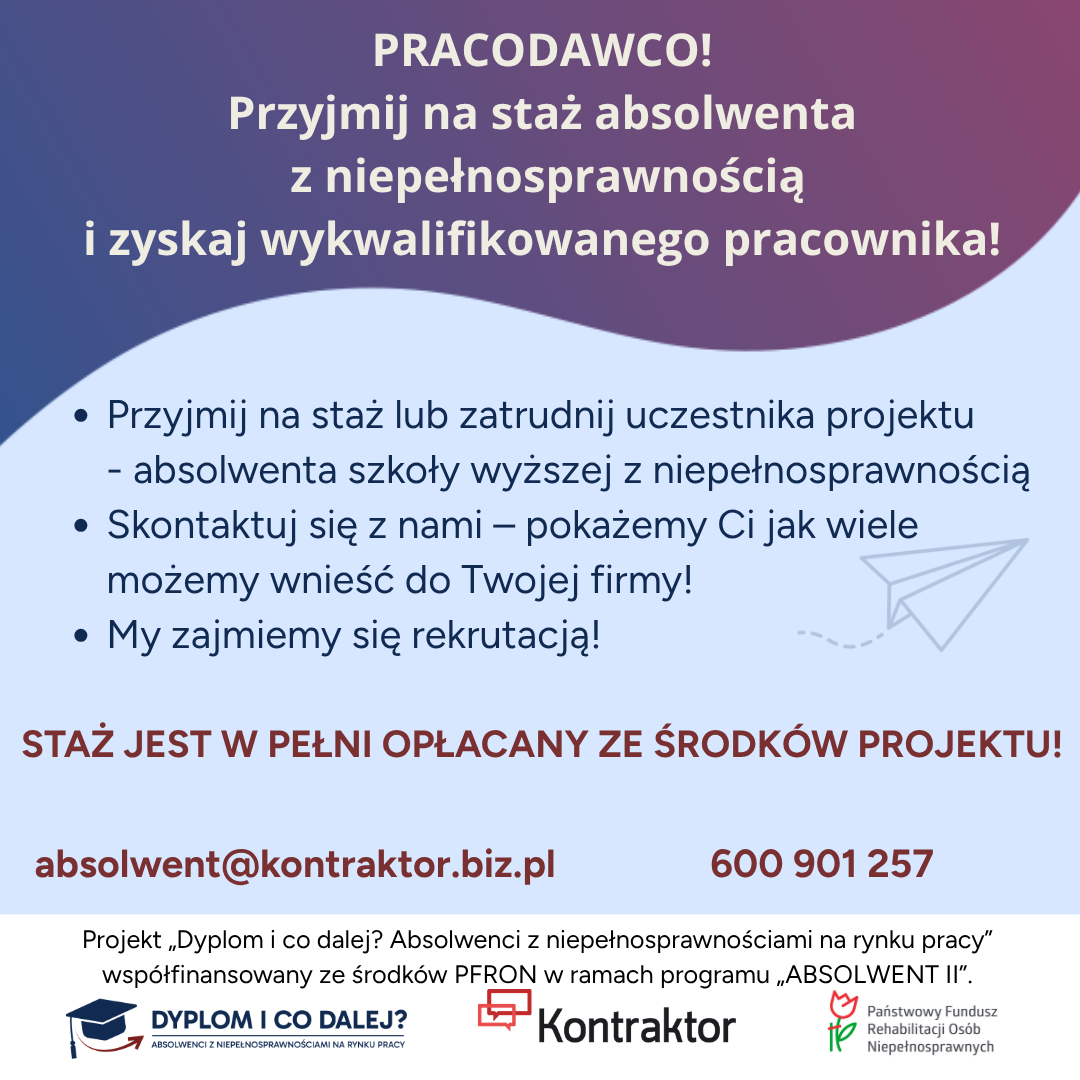 Ilustracja do informacji: Rekrutacja do projektu „Dyplom i co dalej? Absolwenci z niepełnosprawnościami na rynku pracy”