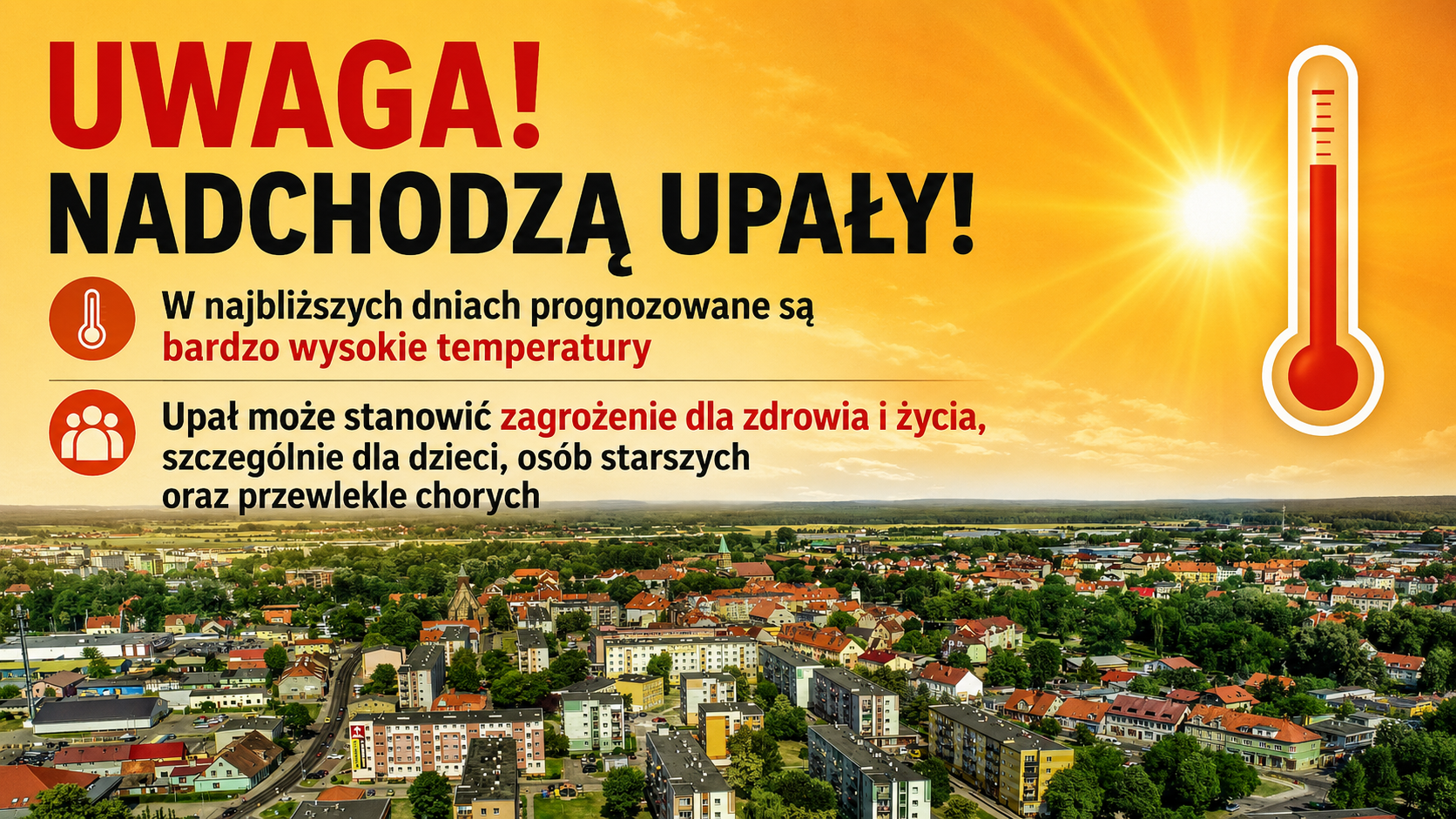Ilustracja do informacji: Ostrzeżenie o upałach 