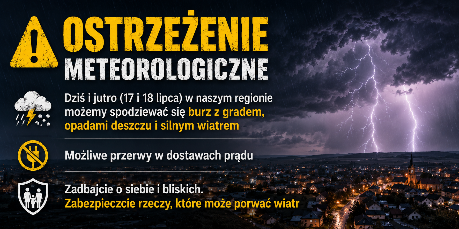 Ilustracja do informacji: Ostrzeżenie meteorologiczne 
