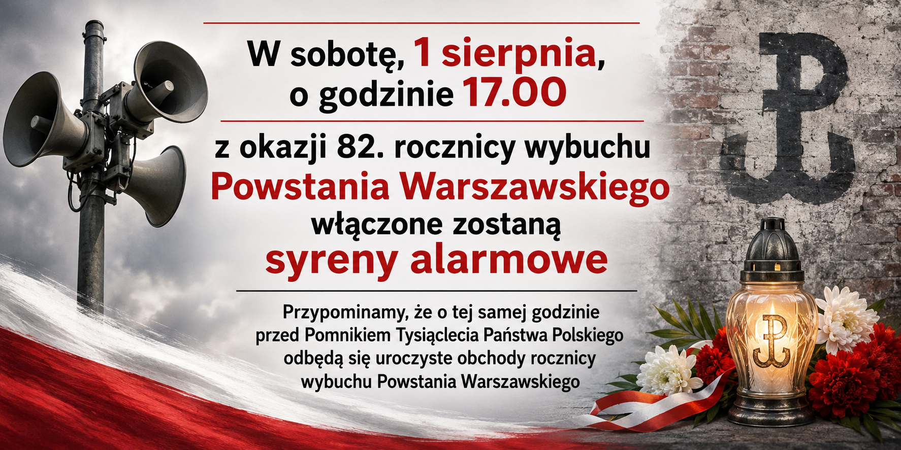Ilustracja do informacji: Syreny w rocznicę wybuchu Powstania Warszawskiego 