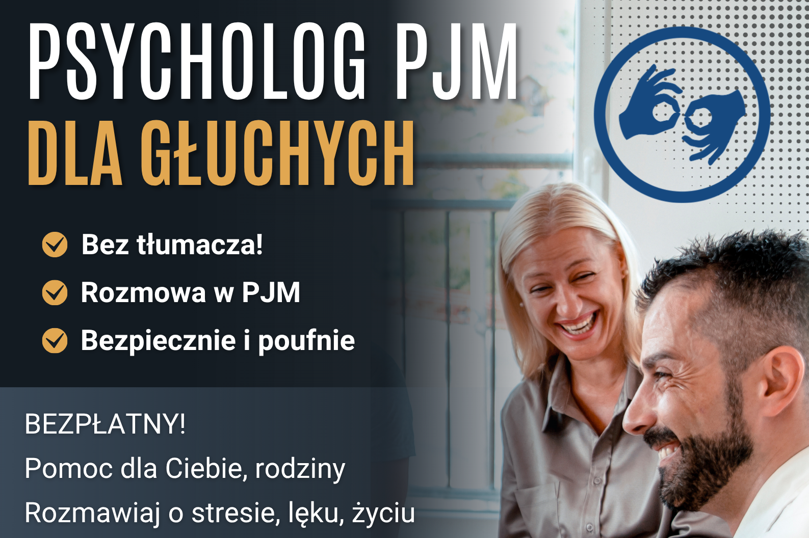 Ilustracja do informacji: Bezpłatna pomoc psychologiczna w języku migowym