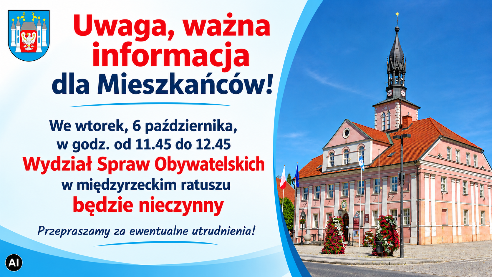 Ilustracja do informacji: Uwaga, ważna informacja dla Mieszkańców!